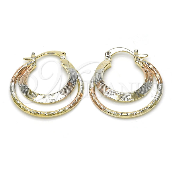 Argolla Pequeña 02.65.2633.25 Oro Laminado, Diseño de Estrella, Diamantado, Tres Tonos