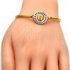 Aro Individual 07.110.0008.04 Acero Inoxidable, Diseño de Niñita Pequeña y Niñito Pequeño, con Blanca Cristal, Pulido, Tono Dorado (04 MM Thickness, Size 4 (2.25 Diameter))