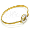 Aro Individual 07.110.0008.04 Acero Inoxidable, Diseño de Niñita Pequeña y Niñito Pequeño, con Blanca Cristal, Pulido, Tono Dorado (04 MM Thickness, Size 4 (2.25 Diameter))