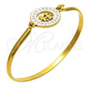 Aro Individual 07.110.0008.04 Acero Inoxidable, Diseño de Niñita Pequeña y Niñito Pequeño, con Blanca Cristal, Pulido, Tono Dorado (04 MM Thickness, Size 4 (2.25 Diameter))