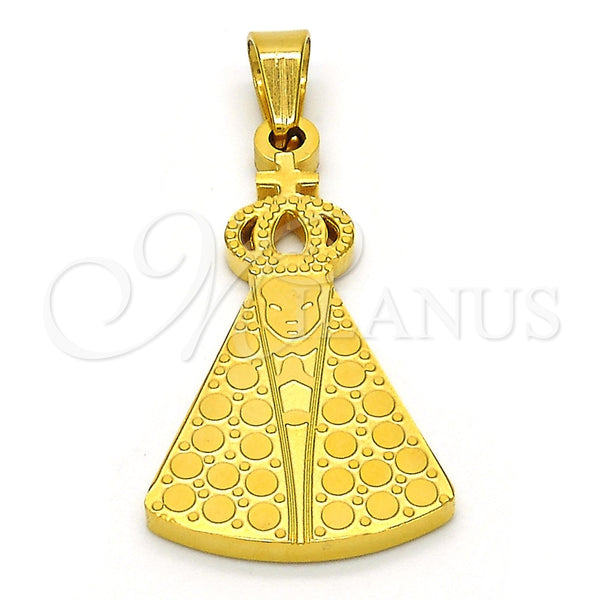 Dije Religioso 05.302.0001 Acero Inoxidable, Diseño de Caridad del Cobre y Cruz, Pulido, Tono Dorado