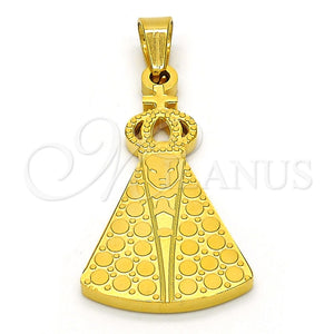 Dije Religioso 05.302.0001 Acero Inoxidable, Diseño de Caridad del Cobre y Cruz, Pulido, Tono Dorado