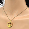 Dije Religioso 05.302.0003 Acero Inoxidable, Diseño de Caridad del Cobre y Corazón, Pulido, Tono Dorado