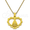 Dije Religioso 05.302.0003 Acero Inoxidable, Diseño de Caridad del Cobre y Corazón, Pulido, Tono Dorado