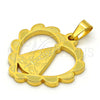 Dije Religioso 05.302.0003 Acero Inoxidable, Diseño de Caridad del Cobre y Corazón, Pulido, Tono Dorado