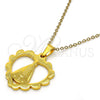 Dije Religioso 05.302.0003 Acero Inoxidable, Diseño de Caridad del Cobre y Corazón, Pulido, Tono Dorado