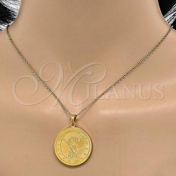 Dije Religioso 05.247.0003 Acero Inoxidable, Diseño de Divino Niño y Estrella, Pulido, Tono Dorado