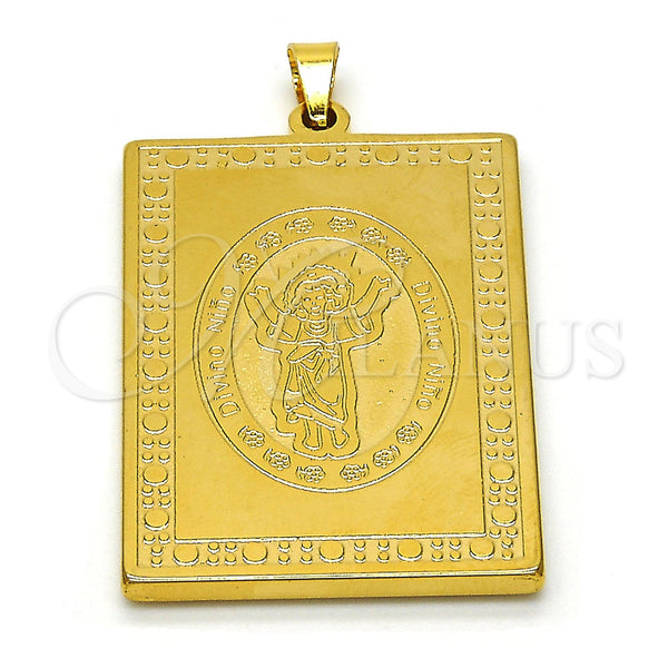 Dije Religioso 05.247.0005 Acero Inoxidable, Diseño de Divino Niño , Pulido, Tono Dorado
