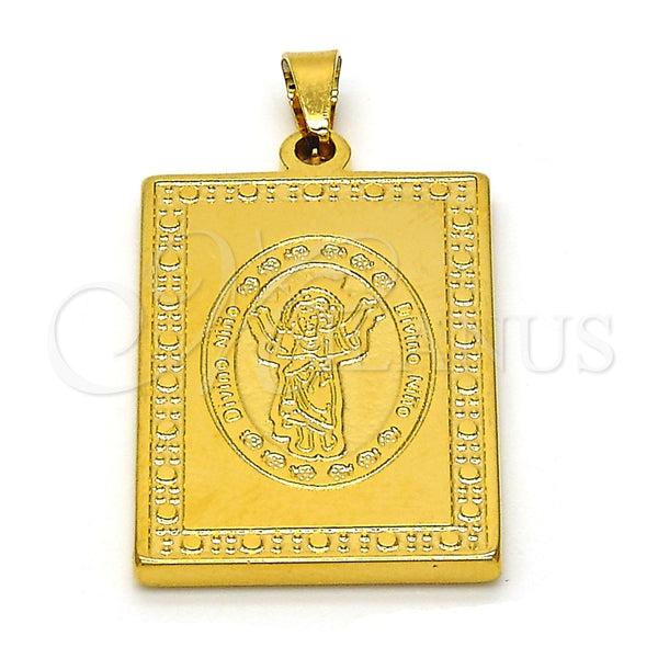 Dije Religioso 05.247.0006 Acero Inoxidable, Diseño de Divino Niño , Pulido, Tono Dorado