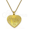 Dije Religioso 05.247.0008 Acero Inoxidable, Diseño de Divino Niño y Corazón, Pulido, Tono Dorado