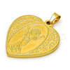 Dije Religioso 05.247.0008 Acero Inoxidable, Diseño de Divino Niño y Corazón, Pulido, Tono Dorado