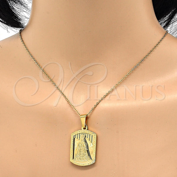 Dije Religioso 05.116.0042 Acero Inoxidable, Diseño de Caridad del Cobre, Pulido, Tono Dorado