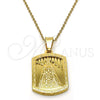 Dije Religioso 05.116.0042 Acero Inoxidable, Diseño de Caridad del Cobre, Pulido, Tono Dorado