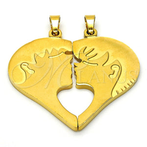 Dije Elegante 05.116.0048 Acero Inoxidable, Diseño de Corazón, Pulido, Tono Dorado