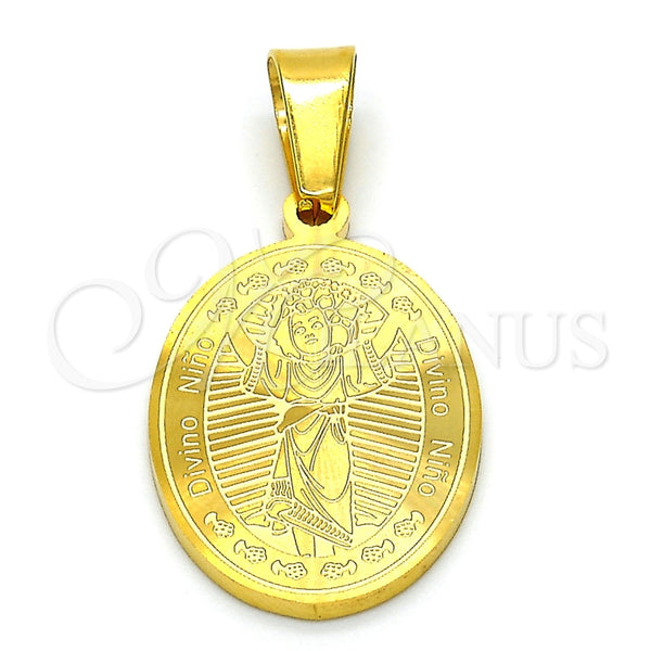 Dije Religioso 05.300.0001 Acero Inoxidable, Diseño de Divino Niño , Pulido, Tono Dorado