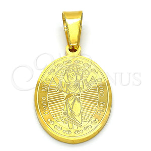 Dije Religioso 05.300.0001 Acero Inoxidable, Diseño de Divino Niño , Pulido, Tono Dorado