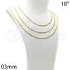 Gargantilla Basica 04.265.0001.18 Oro Laminado, Diseño de Herringbone, Pulido, Tono Dorado (03 MM Thickness, 18 Inches Length)