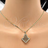 Collares con Dije 04.26.0017.18 Oro Laminado, con Blanca Cristal, Pulido, Tono Dorado (02 MM Thickness, 18 Inches Length)