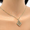 Collares con Dije 04.26.0017.18 Oro Laminado, con Blanca Cristal, Pulido, Tono Dorado (02 MM Thickness, 18 Inches Length)