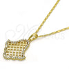 Collares con Dije 04.26.0017.18 Oro Laminado, con Blanca Cristal, Pulido, Tono Dorado (02 MM Thickness, 18 Inches Length)