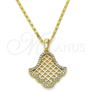Collares con Dije 04.26.0017.18 Oro Laminado, con Blanca Cristal, Pulido, Tono Dorado (02 MM Thickness, 18 Inches Length)