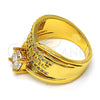 Anillo Multi Piedra 01.118.0070.07 Oro Laminado, Diseño de Llave Griega, con Blanca Zirconia Cubica, Pulido, Tono Dorado (Size 7)
