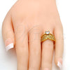 Anillo Multi Piedra 01.118.0071.06 Oro Laminado, con Blanca Zirconia Cubica, Pulido, Tono Dorado (Size 6)