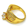 Anillo Multi Piedra 01.118.0071.06 Oro Laminado, con Blanca Zirconia Cubica, Pulido, Tono Dorado (Size 6)