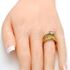 Anillo Multi Piedra 01.118.0073.08 Oro Laminado, Diseño de Corazón, con Blanca Zirconia Cubica, Pulido, Tono Dorado (Size 8)