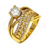 Anillo Multi Piedra 01.118.0073.09 Oro Laminado, Diseño de Corazón, con Blanca Zirconia Cubica, Pulido, Tono Dorado (Size 9)