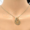 Juego de Arete y Dije de Adulto 10.160.0146 Oro Laminado, con Blanca Cristal, Pulido, Tono Dorado