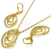 Juego de Arete y Dije de Adulto 10.160.0146 Oro Laminado, con Blanca Cristal, Pulido, Tono Dorado