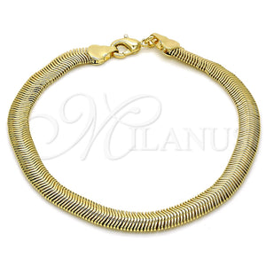 Pulsera Básica 04.213.0065.08 Oro Laminado, Diseño de Cola de Raton, Pulido, Tono Dorado (06 MM Thickness, 8 Inches Length)