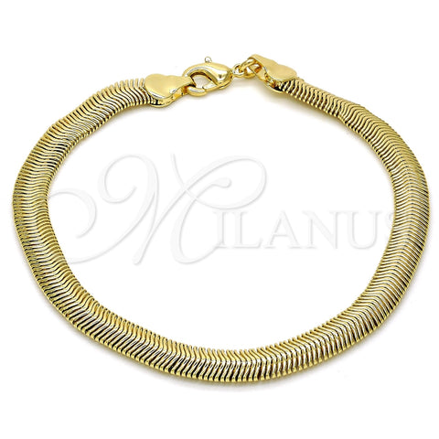 Pulsera Básica 04.213.0065.08 Oro Laminado, Diseño de Cola de Raton, Pulido, Tono Dorado (06 MM Thickness, 8 Inches Length)