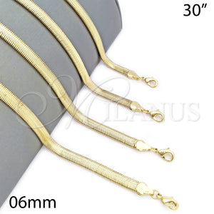 Gargantilla Basica 04.213.0065.30 Oro Laminado, Diseño de Cola de Raton, Pulido, Tono Dorado (06 MM Thickness, 30 Inches Length)