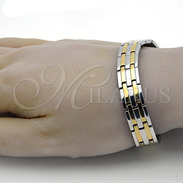 Pulsera Solida 03.114.0218.6.08 Acero Inoxidable, Pulido, Dos Tonos (14 MM Thickness, 8 Inches Length)
