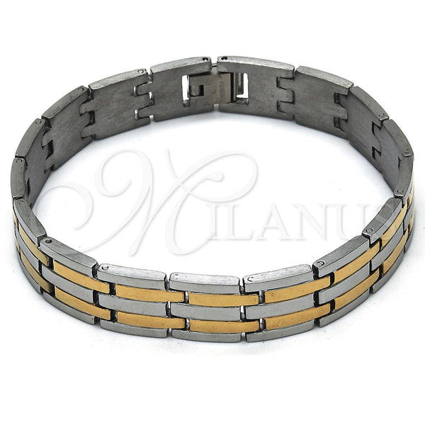 Pulsera Solida 03.114.0218.6.08 Acero Inoxidable, Pulido, Dos Tonos (14 MM Thickness, 8 Inches Length)