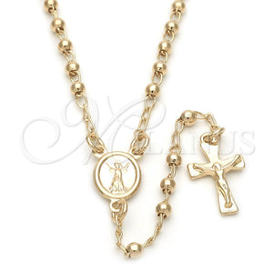 Rosario Fino 09.32.0004.1.18 Oro Laminado, Diseño de Divino Niño y Crucifijo, Pulido, Tono Dorado