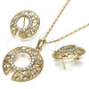 Juego de Arete y Dije de Adulto 10.306.0002 Oro Laminado, con Blanca Cristal, Pulido, Tono Dorado