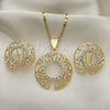Juego de Arete y Dije de Adulto 10.306.0002 Oro Laminado, con Blanca Cristal, Pulido, Tono Dorado