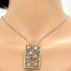 Juego de Arete y Dije de Adulto 10.306.0008 Oro Laminado, con Blanca Cristal, Pulido, Tono Dorado
