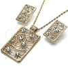 Juego de Arete y Dije de Adulto 10.306.0008 Oro Laminado, con Blanca Cristal, Pulido, Tono Dorado