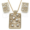Juego de Arete y Dije de Adulto 10.306.0008 Oro Laminado, con Blanca Cristal, Pulido, Tono Dorado