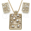 Juego de Arete y Dije de Adulto 10.306.0008 Oro Laminado, con Blanca Cristal, Pulido, Tono Dorado