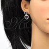 Arete Colgante 02.26.0169.1 Rodio Laminado, Diseño de Corazón, con Swarovski Elements Amethyst y Zirconia Cubica Blanca, Pulido, Rodinado