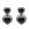 Arete Colgante 02.26.0169.1 Rodio Laminado, Diseño de Corazón, con Swarovski Elements Amethyst y Zirconia Cubica Blanca, Pulido, Rodinado