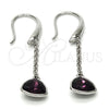 Arete Largo 02.26.0170 Rodio Laminado, con Swarovski Elements Amethyst, Pulido, Rodinado