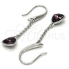 Arete Largo 02.26.0170 Rodio Laminado, con Swarovski Elements Amethyst, Pulido, Rodinado