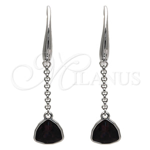 Arete Largo 02.26.0170 Rodio Laminado, con Swarovski Elements Amethyst, Pulido, Rodinado
