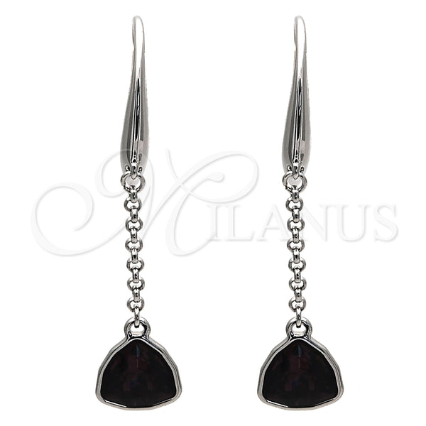 Arete Largo 02.26.0170 Rodio Laminado, con Swarovski Elements Amethyst, Pulido, Rodinado